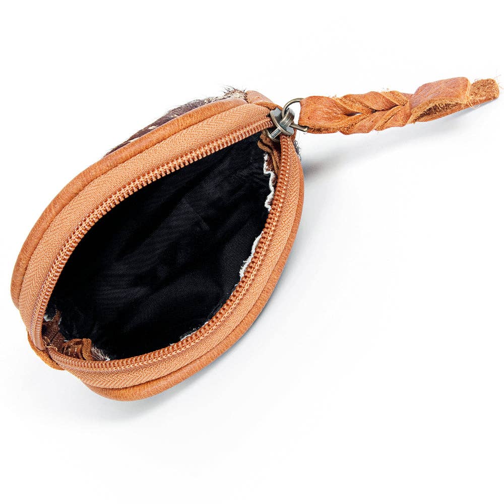 LC-ADBG472 Hair-On Cowhide Leather Coin Purse Western Mini Zip Wallet