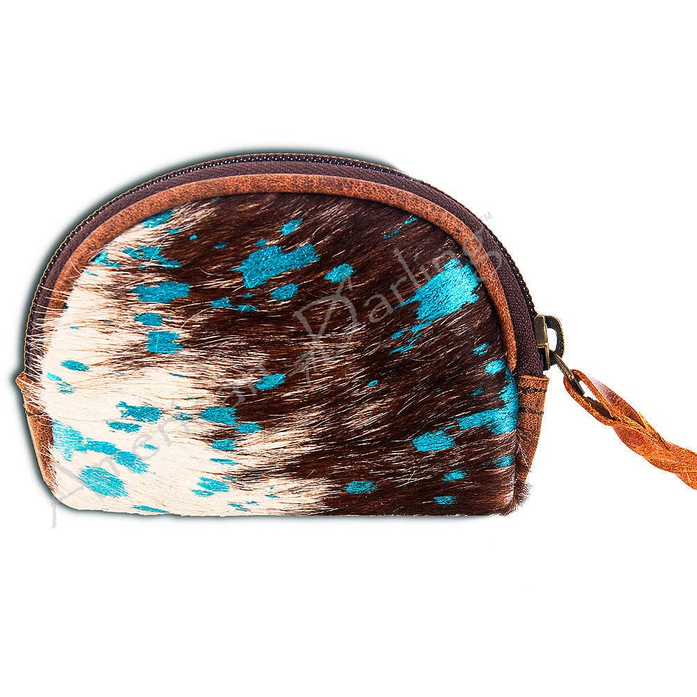 LC-ADBG472 Hair-On Cowhide Leather Coin Purse Western Mini Zip Wallet