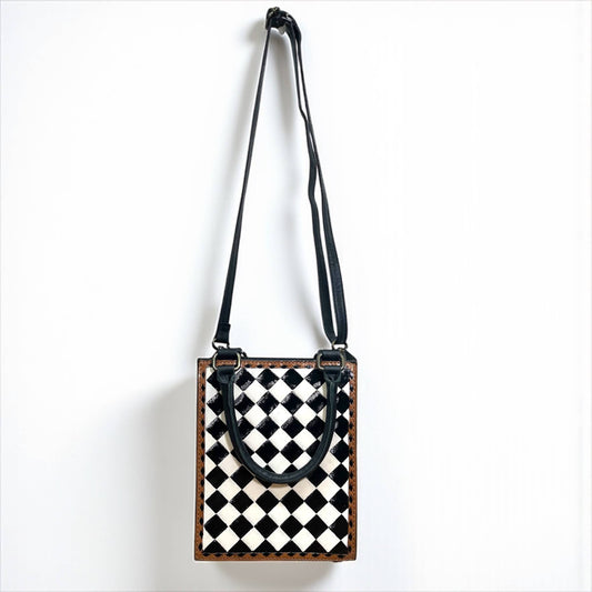 Checker rectangle crossbody bag