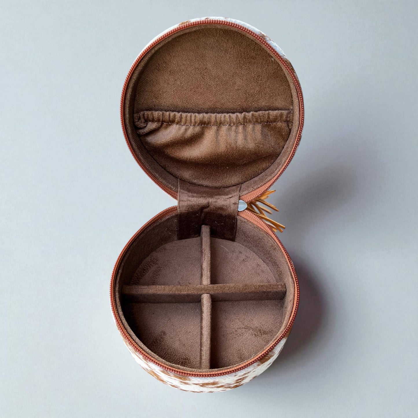 All tan cowhide jewelry box