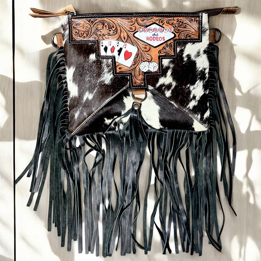 Cards  tooled & cowhide crossbody bag