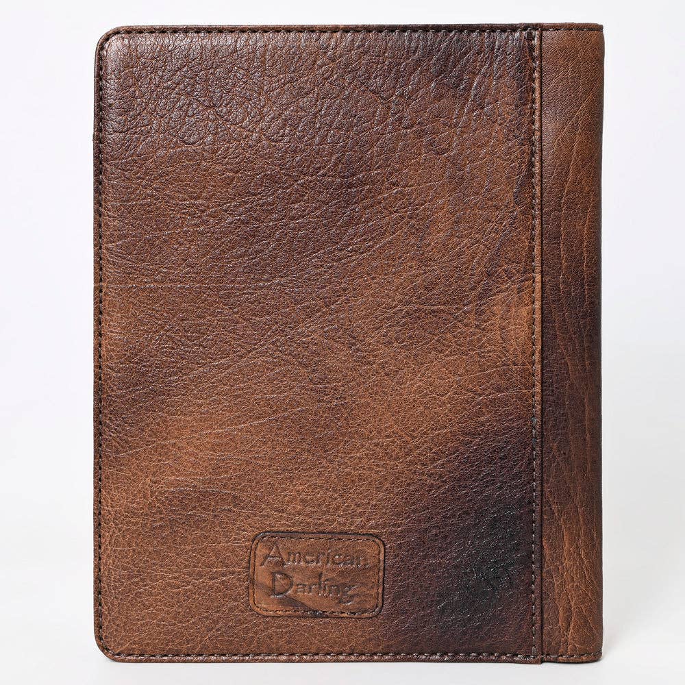 ADBG1160 Western Portfolio – Floral Hand Tooled Carving with Turquoise Saddle Blanket Accents