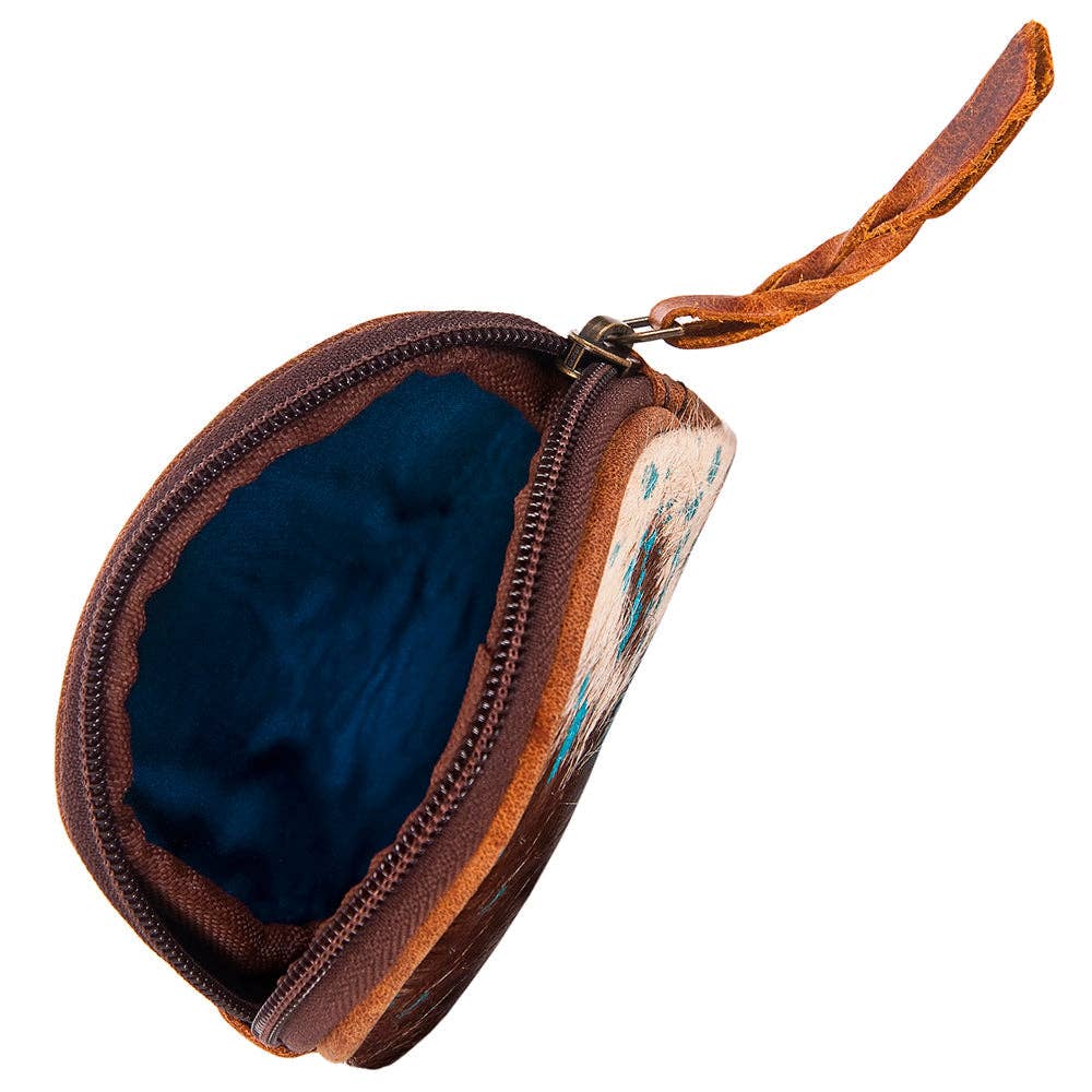 LC-ADBG472 Hair-On Cowhide Leather Coin Purse Western Mini Zip Wallet