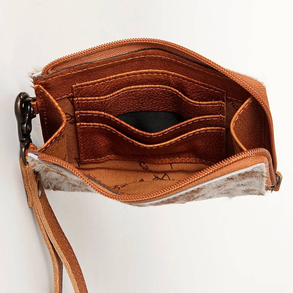 LC-ADBG821 Hair-On Cowhide Leather Coin Purse Western Mini Zip Wallet