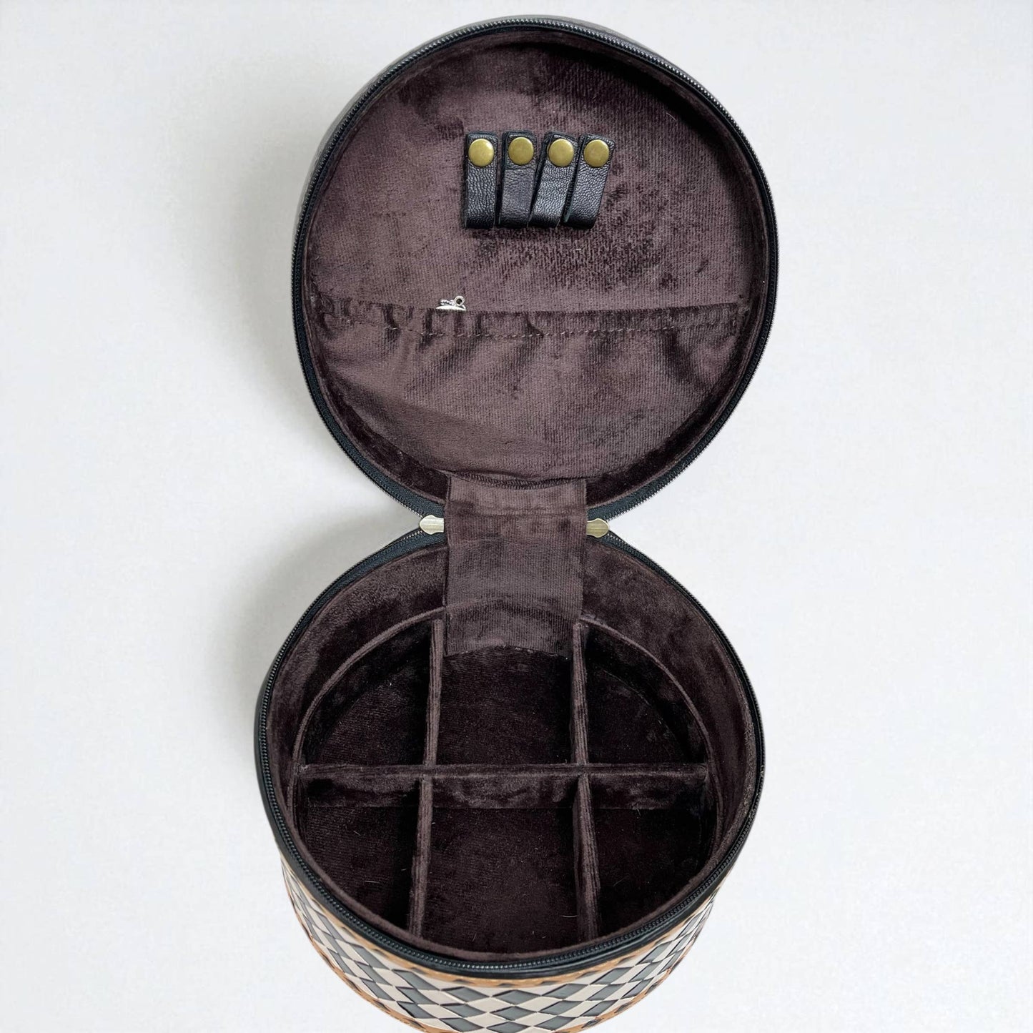 Checker tooled leather & cowhide jewelry box