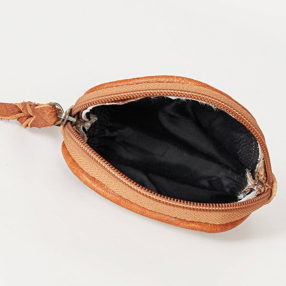 LC-ADBG472 Hair-On Cowhide Leather Coin Purse Western Mini Zip Wallet