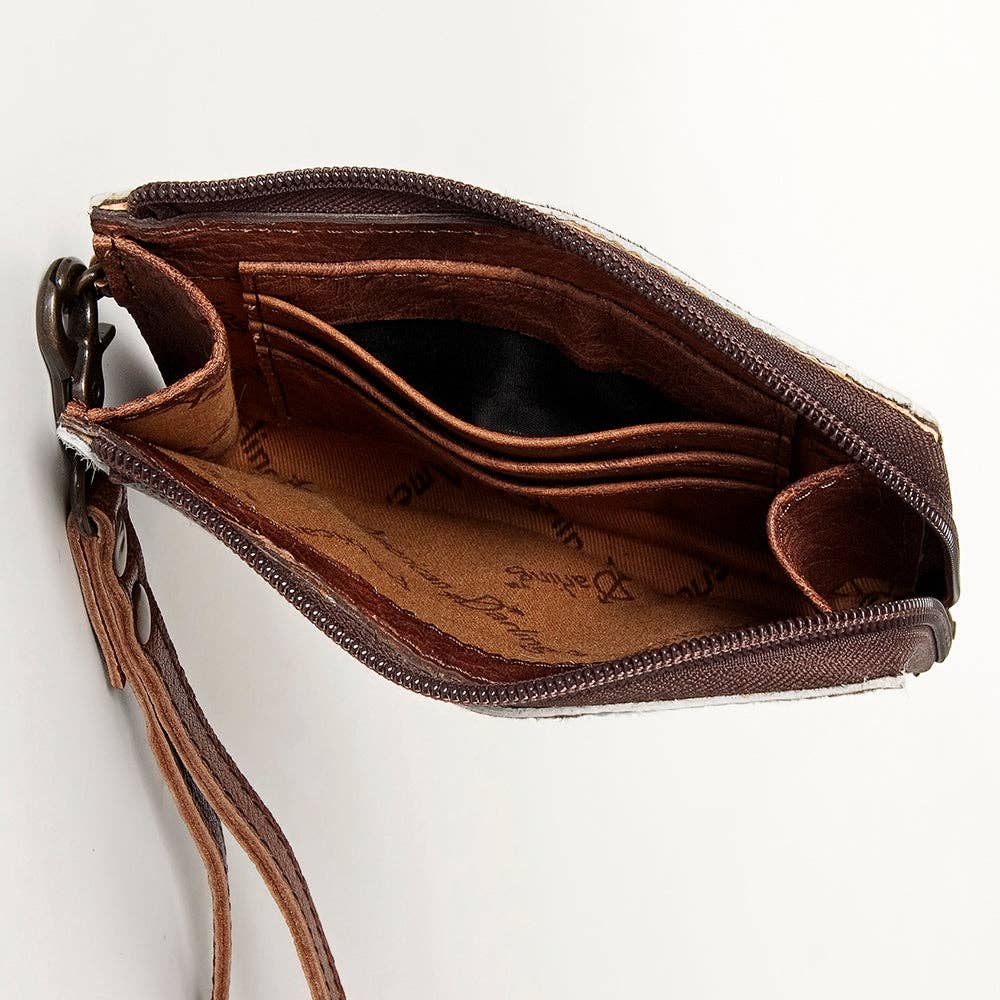 LC-ADBG821 Hair-On Cowhide Leather Coin Purse Western Mini Zip Wallet