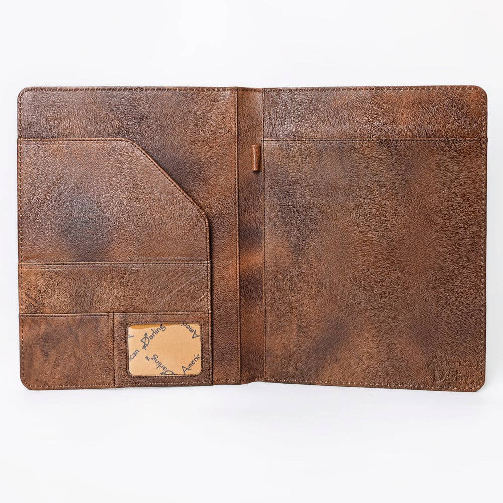 LC-ADBG1040 Crocodile Embossed Leather Portfolio with Hand Tooled Floral Accents-Eleanor Western Edition