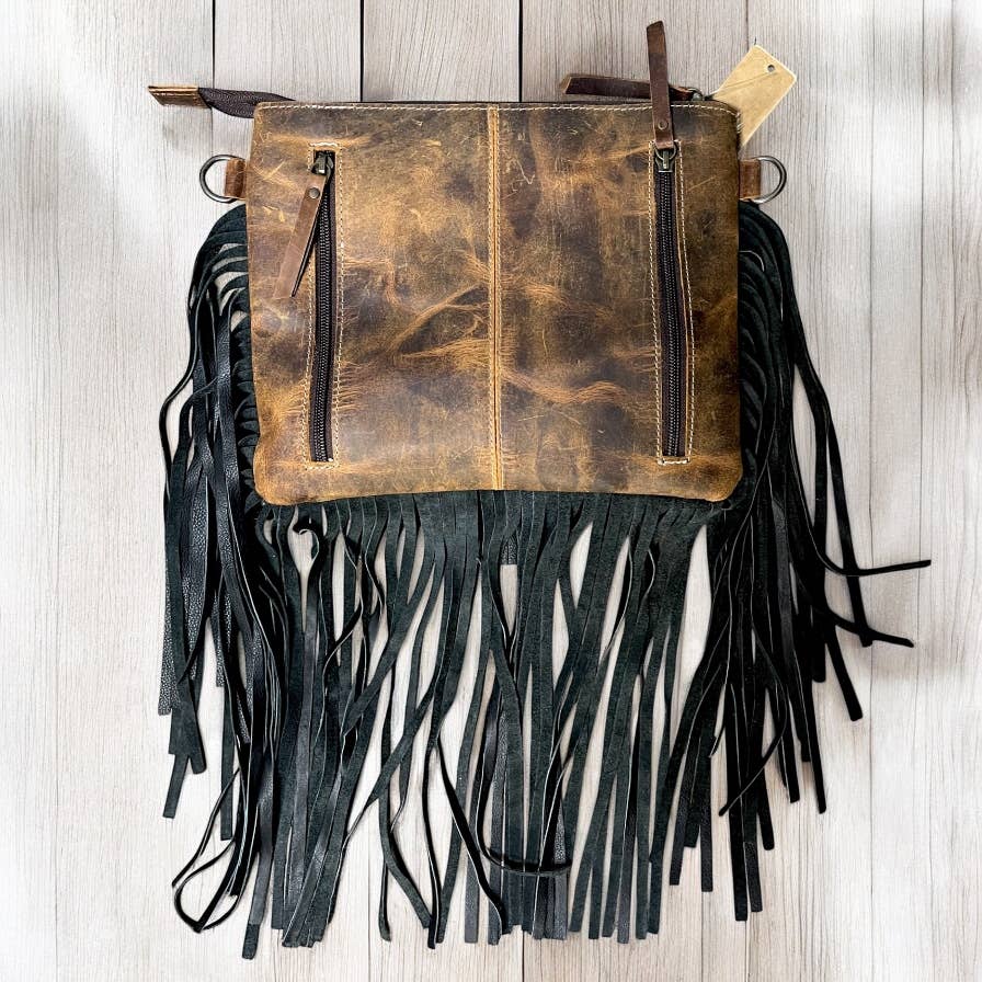 Cards  tooled & cowhide crossbody bag
