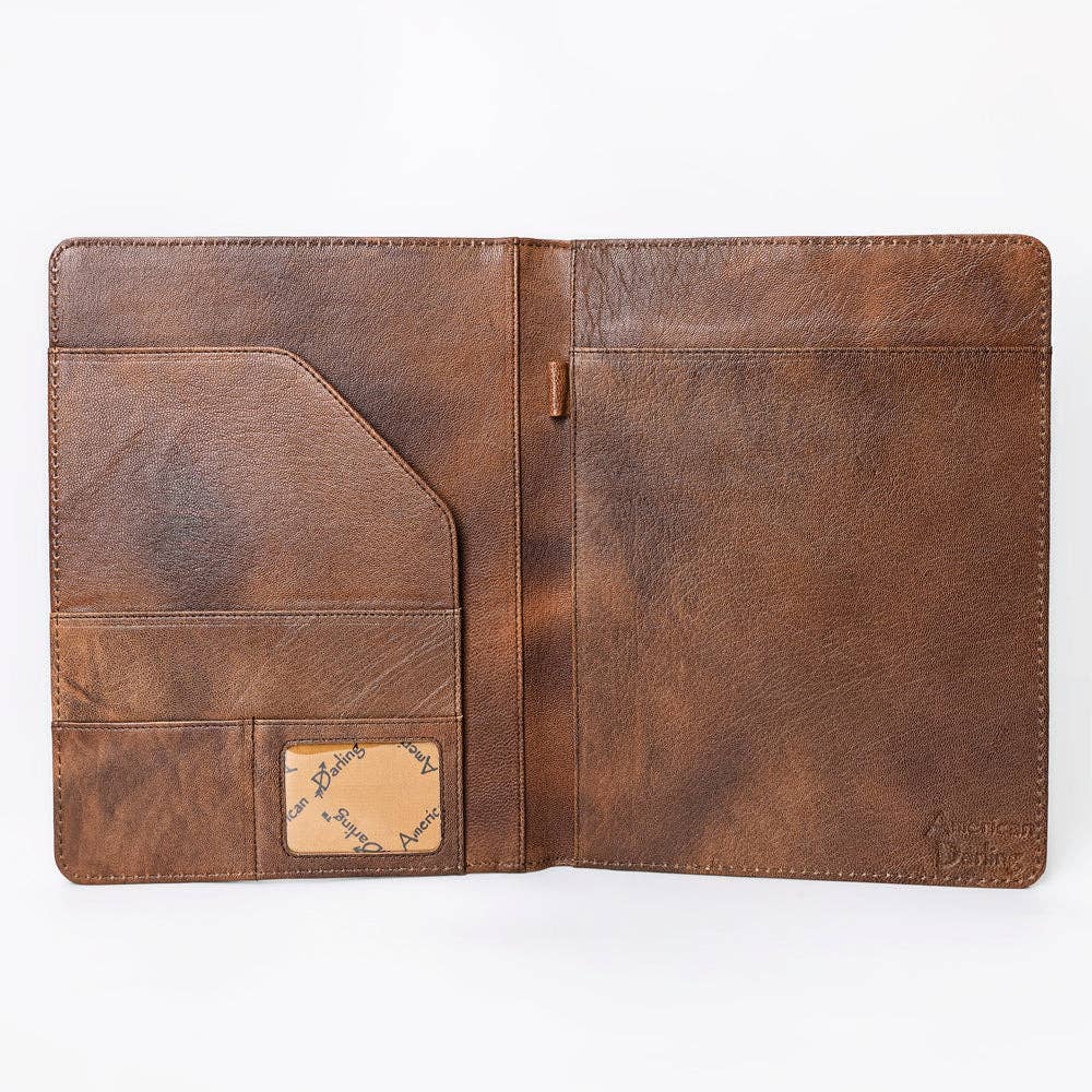 LC-ADBG1040 Crocodile Embossed Leather Portfolio with Hand Tooled Floral Accents-Eleanor Western Edition