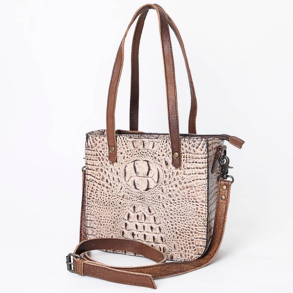 LC-ADBG959 Crocodile Embossed Genuine Leather Western Tote Compact Handbag by American Darling