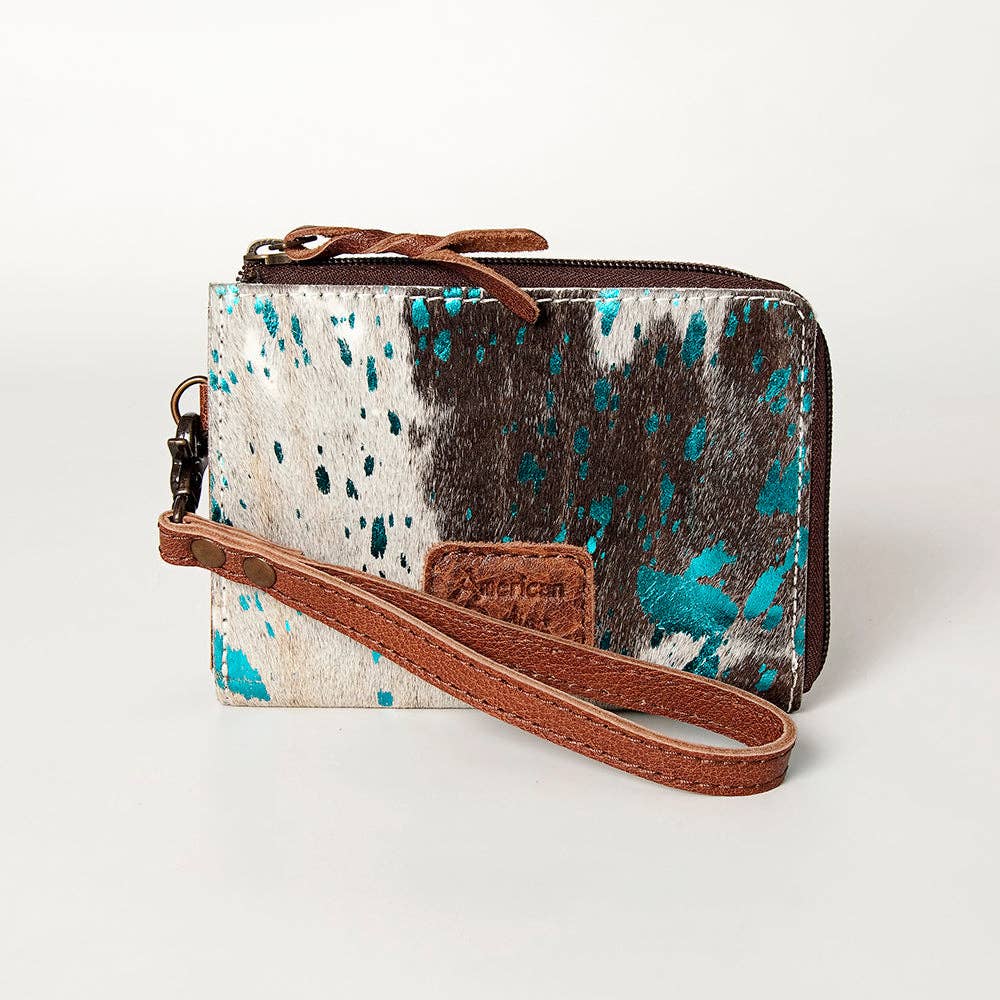 LC-ADBG821 Hair-On Cowhide Leather Coin Purse Western Mini Zip Wallet