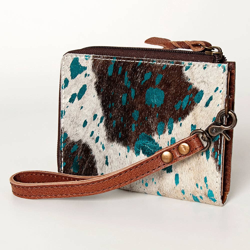 LC-ADBG821 Hair-On Cowhide Leather Coin Purse Western Mini Zip Wallet
