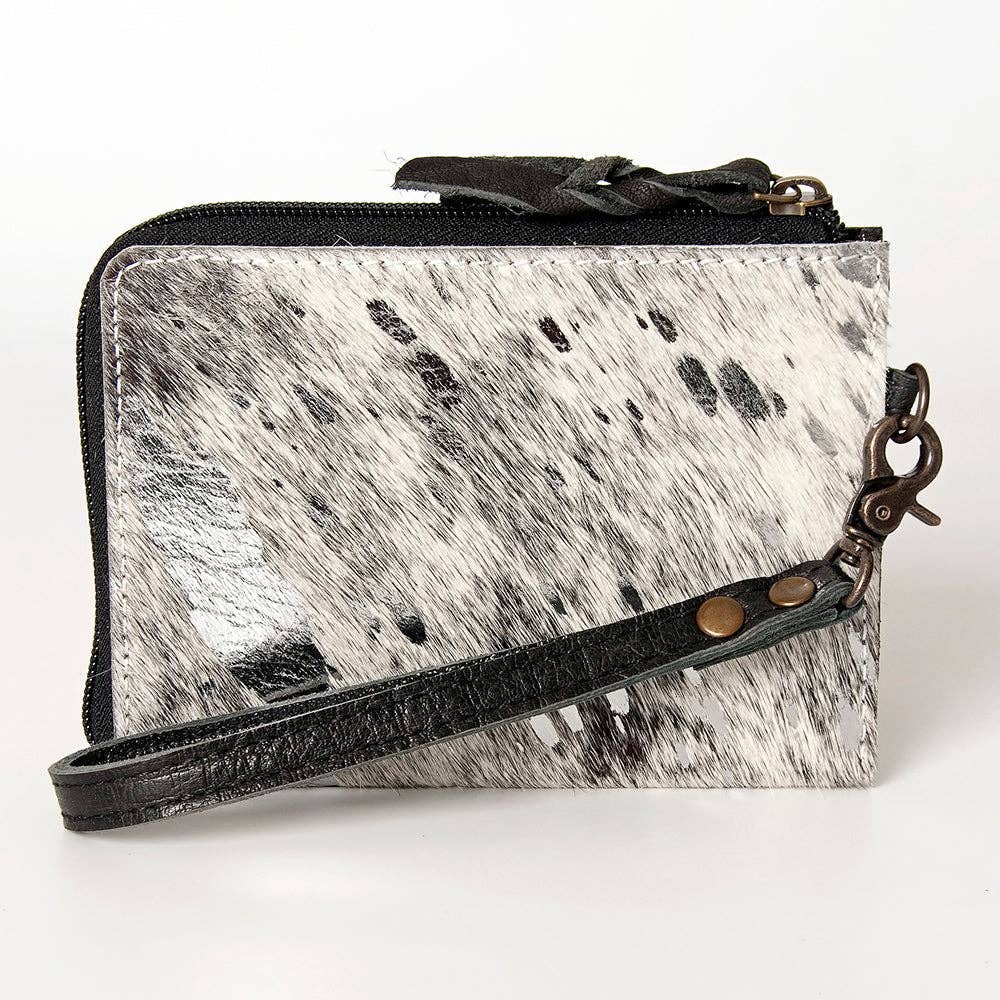 LC-ADBG821 Hair-On Cowhide Leather Coin Purse Western Mini Zip Wallet