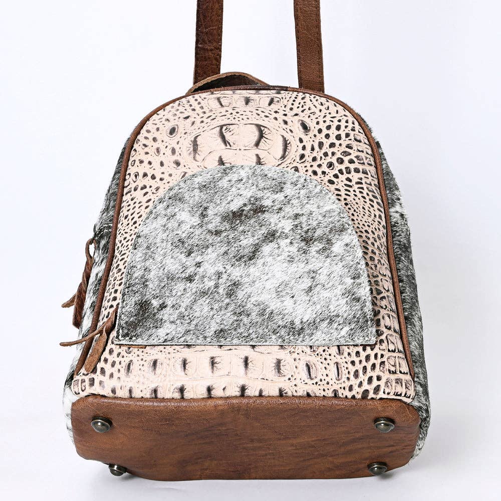 LC-ADBGS156AE Tan Croc Embossed Cowhide Leather Backpack - Western Cowgirl Mini Bag