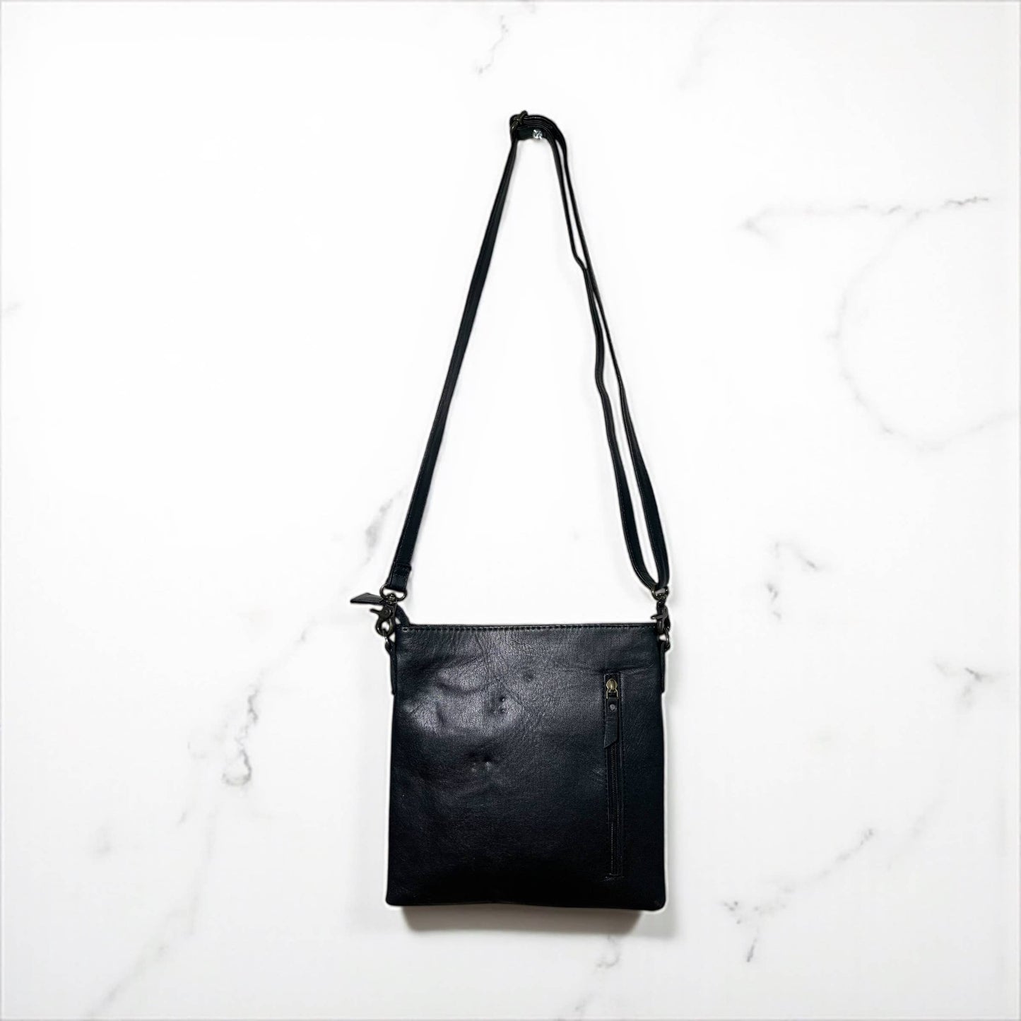 Checker tooled & cowhide crossbody bag