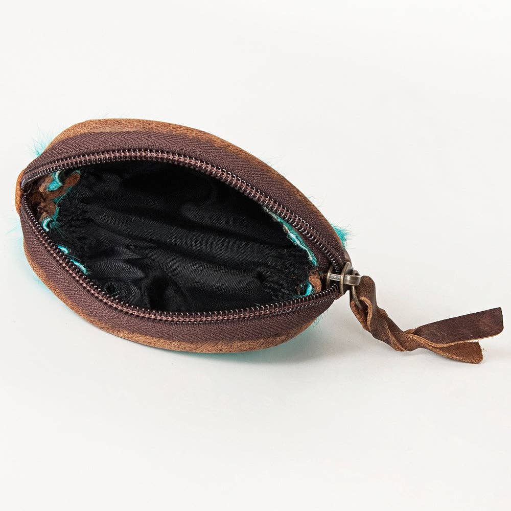 LC-ADBG472 Hair-On Cowhide Leather Coin Purse Western Mini Zip Wallet