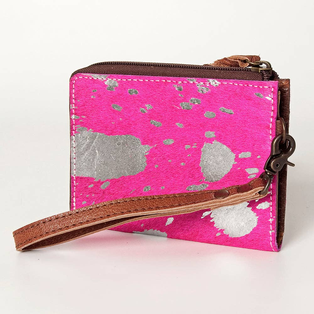 LC-ADBG821 Hair-On Cowhide Leather Coin Purse Western Mini Zip Wallet