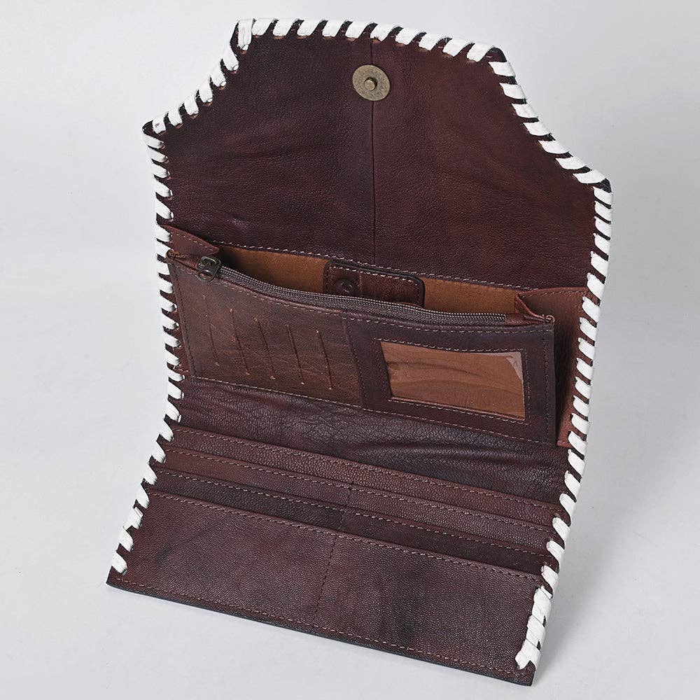KBG154 WALLET Harness Skirting Leather Wallet with Hand Carving H4.5XW9   KBG154