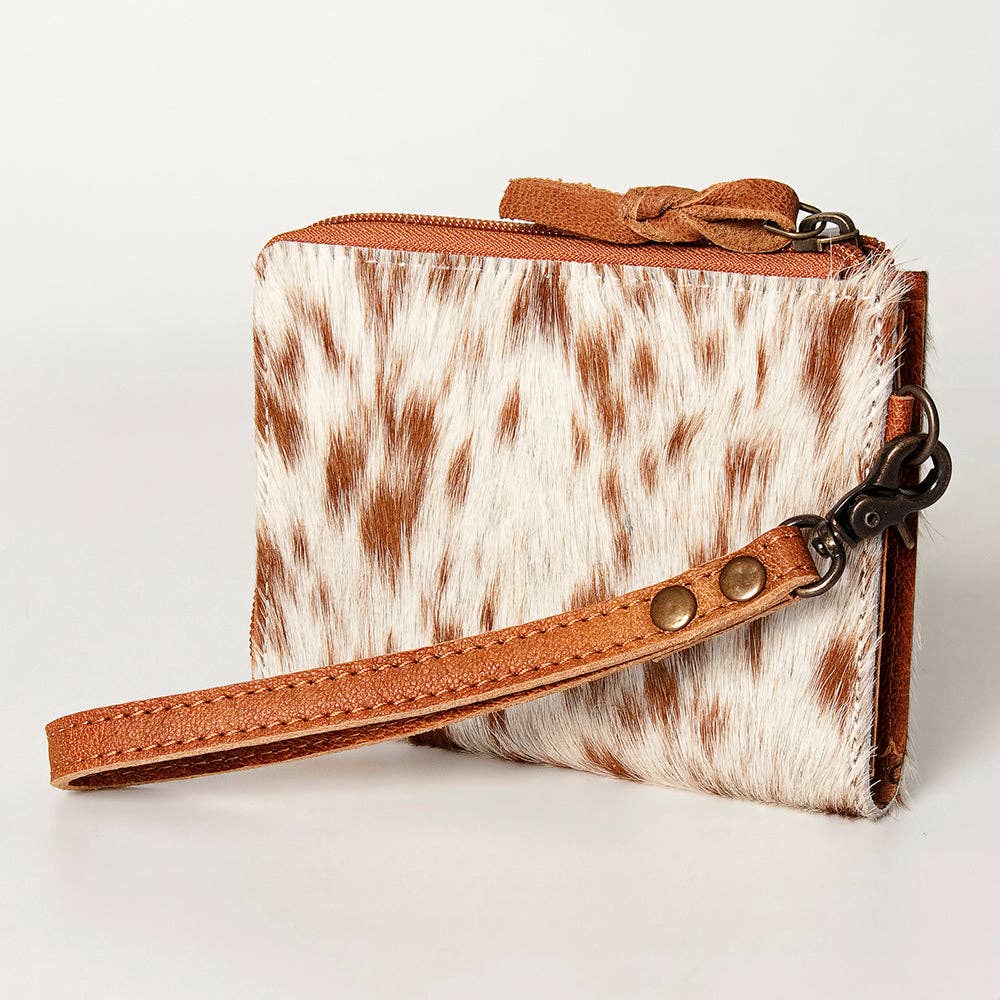 LC-ADBG821 Hair-On Cowhide Leather Coin Purse Western Mini Zip Wallet