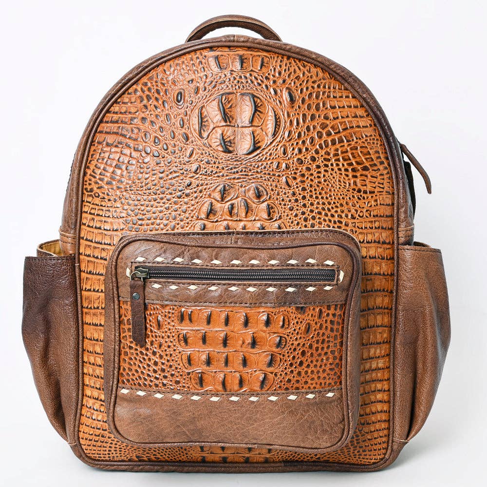 LC-ADBG1154 Rustic Croc Embossed Genuine Leather Backpack - American Darling