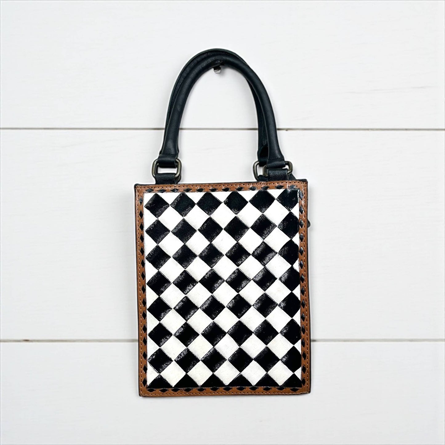 Checker rectangle crossbody bag