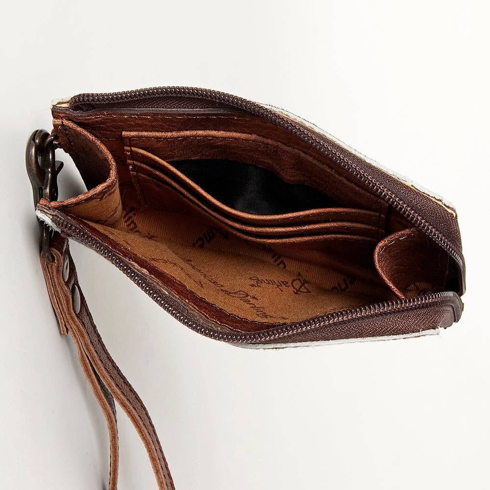 LC-ADBG821 Hair-On Cowhide Leather Coin Purse Western Mini Zip Wallet