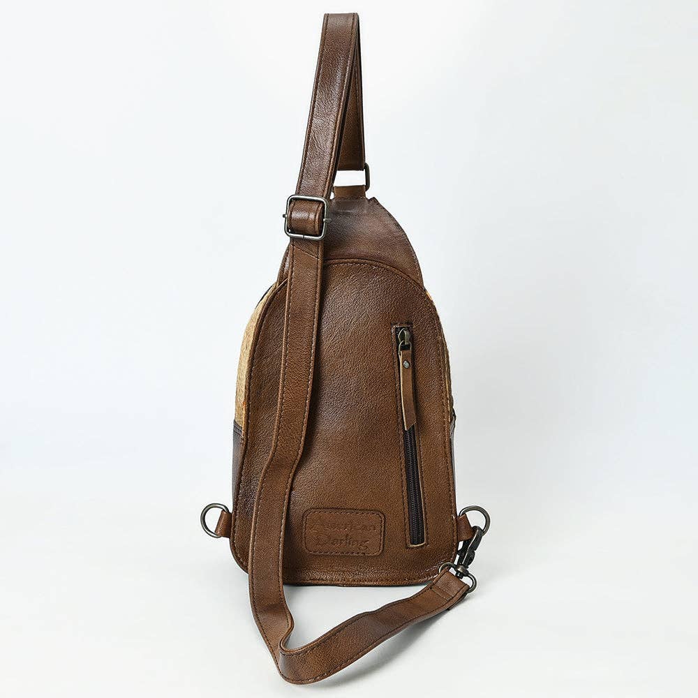 ADBG1538 Gator Embossed Hair-On Leather Sling Bag - Bold Western Crossbody