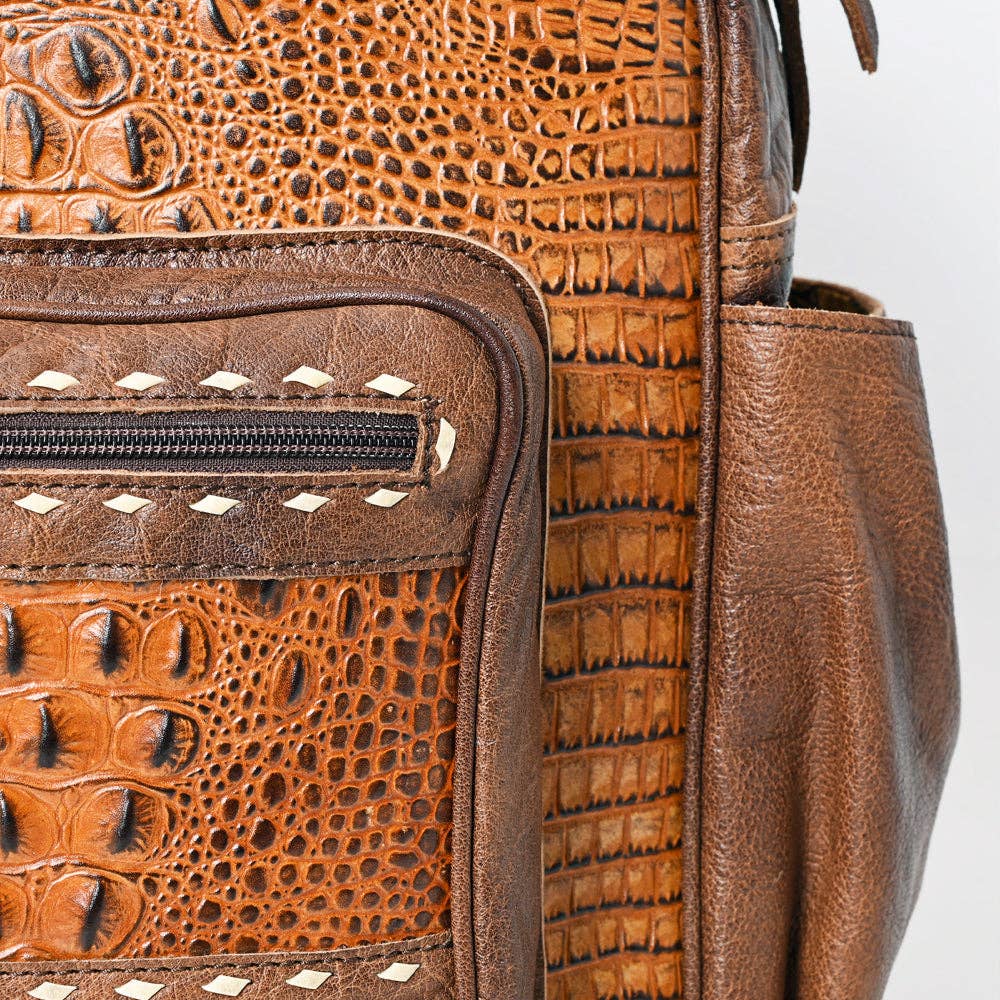 LC-ADBG1154 Rustic Croc Embossed Genuine Leather Backpack - American Darling