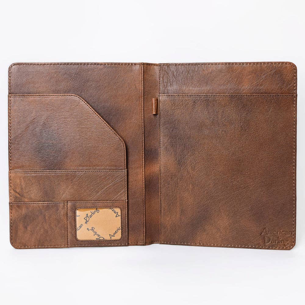 LC-ADBG1040 Crocodile Embossed Leather Portfolio with Hand Tooled Floral Accents-Eleanor Western Edition
