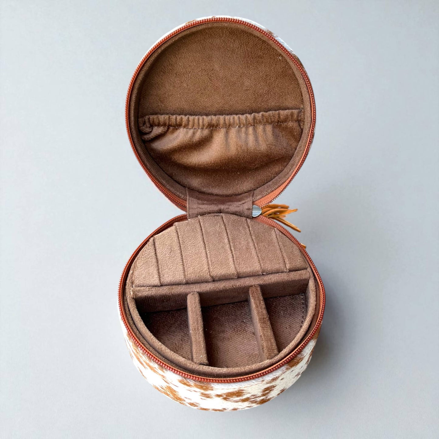 All tan cowhide jewelry box