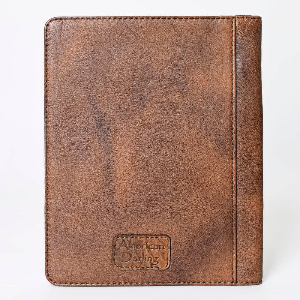 ADBG1184 Hand-Tooled Leather Journal Cover - Floral Tooled Western Notebook Sleeve by American Darling