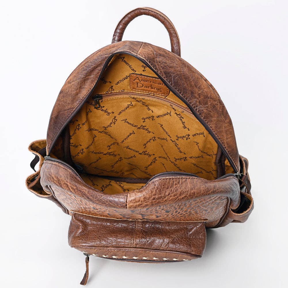 LC-ADBG1154 Rustic Croc Embossed Genuine Leather Backpack - American Darling