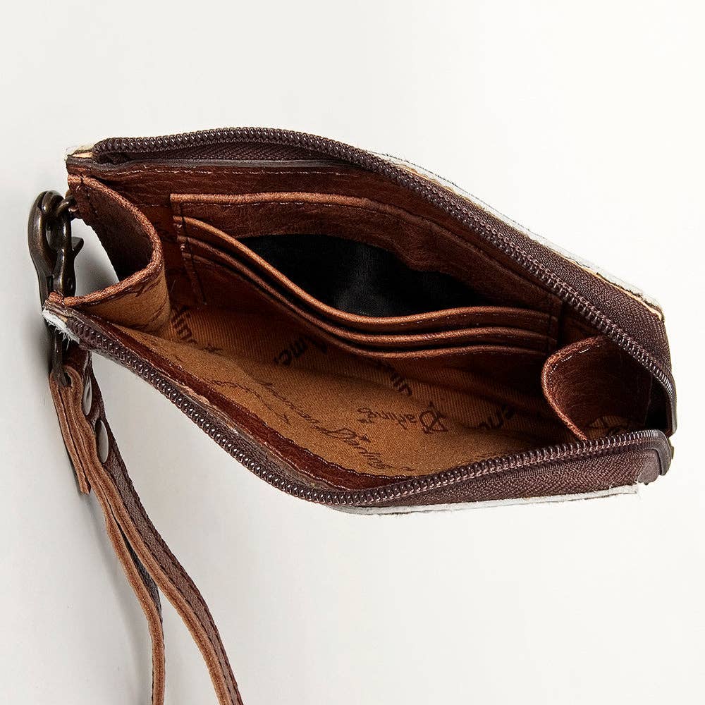 LC-ADBG821 Hair-On Cowhide Leather Coin Purse Western Mini Zip Wallet