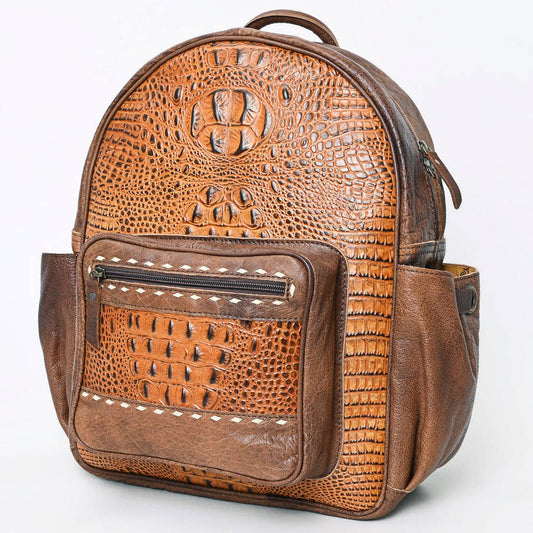 LC-ADBG1154 Rustic Croc Embossed Genuine Leather Backpack - American Darling