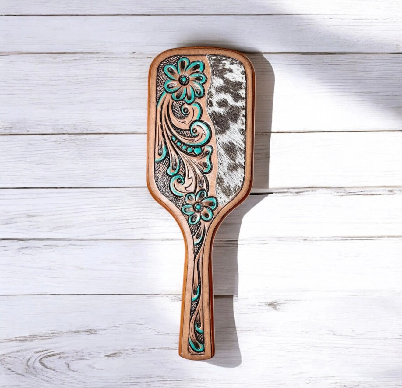 Tooled Wooden Hairbrush