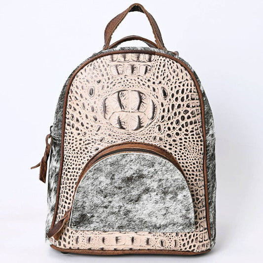 LC-ADBGS156AE Tan Croc Embossed Cowhide Leather Backpack - Western Cowgirl Mini Bag