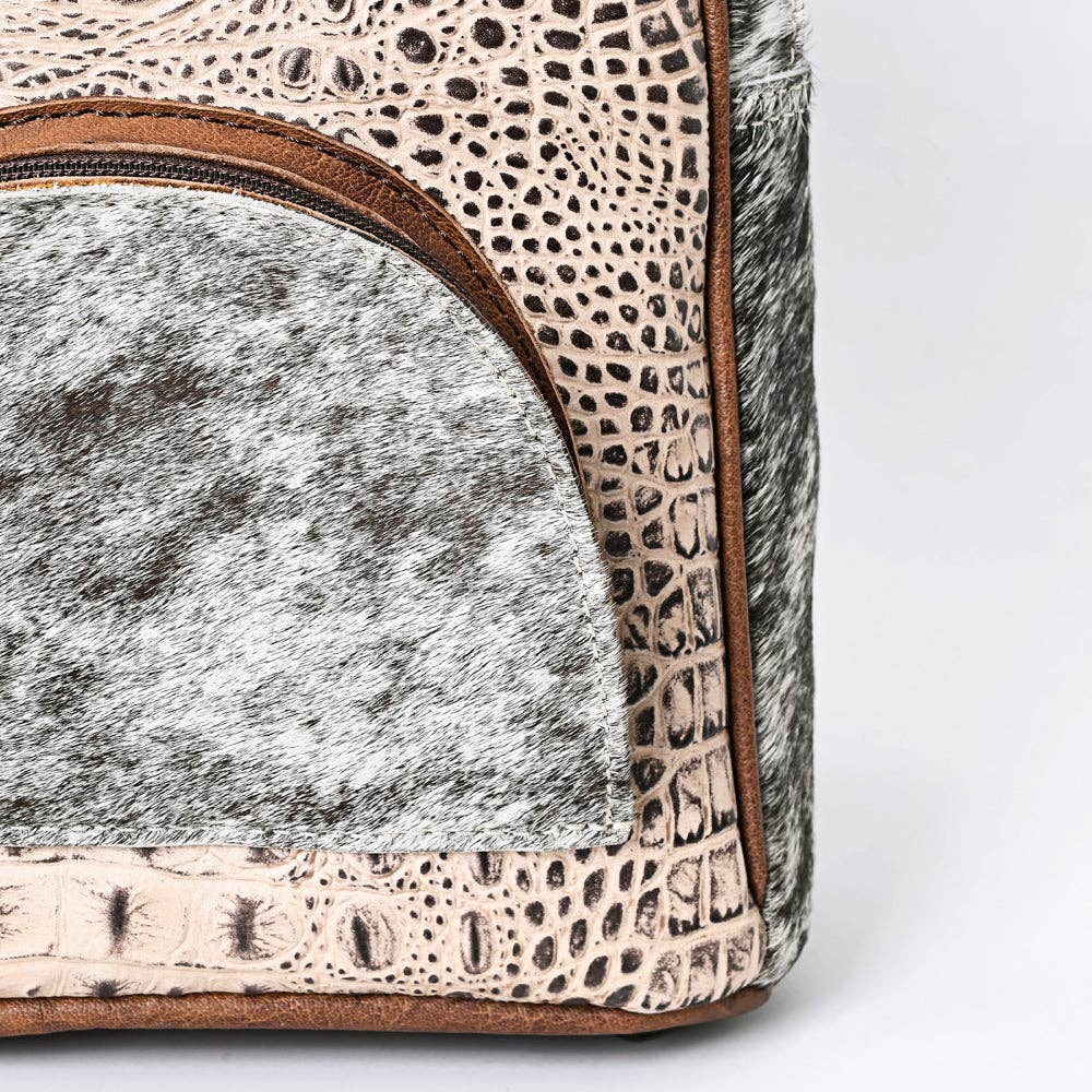 LC-ADBGS156AE Tan Croc Embossed Cowhide Leather Backpack - Western Cowgirl Mini Bag