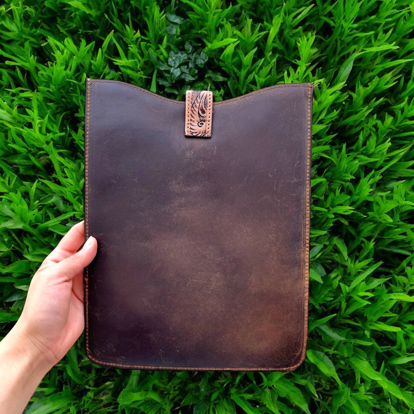 Tooled leather & cowhide iPad case