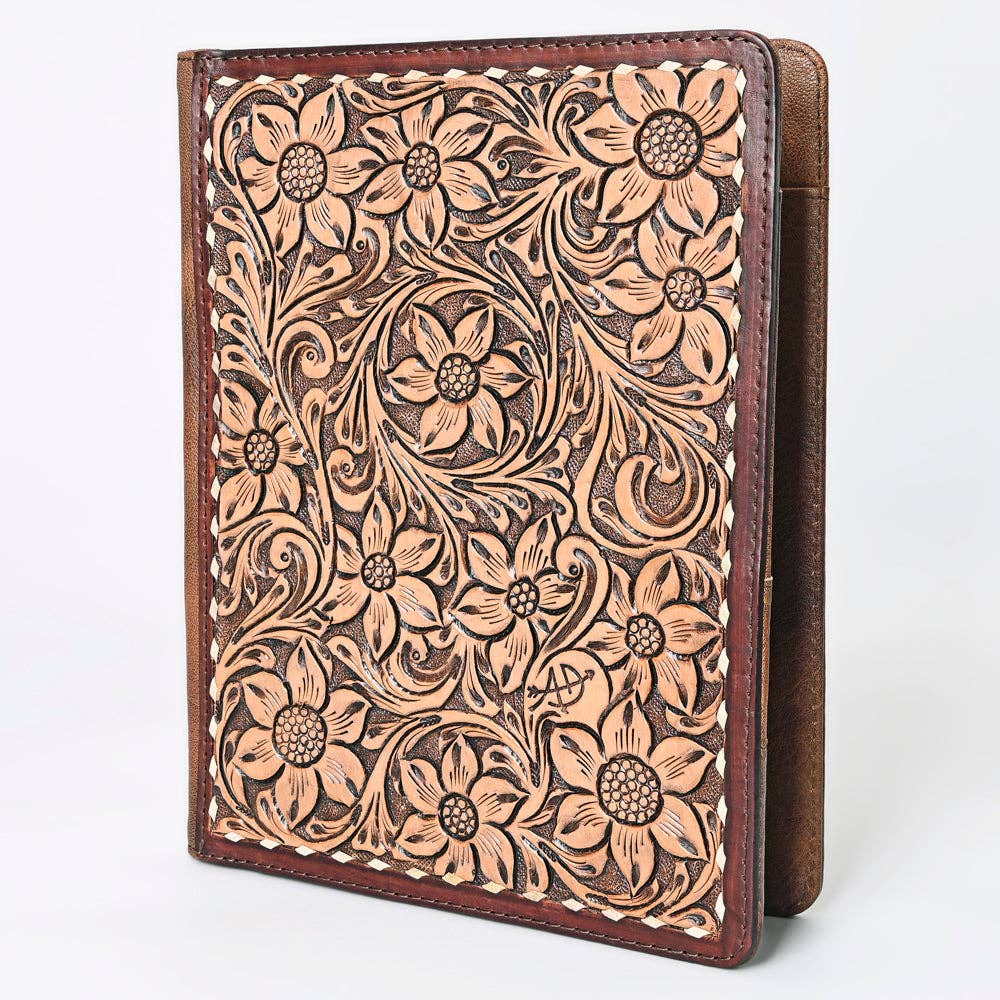 ADBG1184 Hand-Tooled Leather Journal Cover - Floral Tooled Western Notebook Sleeve by American Darling